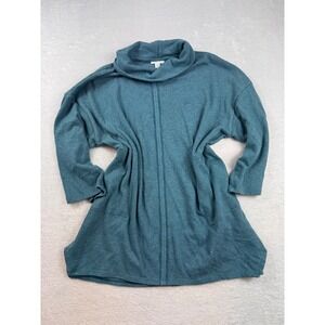 Pure Jill J. Jill Teal Cowl Neck Tunic Top Center Seam Pockets Small